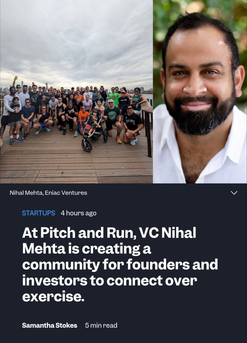 So proud of what <a href="/kevinrunsnyc/">Kevin Weatherman - in NYC 🗽</a> <a href="/olegkogan/">🥑</a> <a href="/wilsonkriegel/">wilson k</a> <a href="/avantikaVC/">Avantika Daing</a> <a href="/schleppy/">Karen</a> <a href="/DenisCranstoun/">Denis 🏃🏼‍♂️ Cranstoun</a> and so many others have built over 5 years at Pitch and Run.

🏃🏾‍♂️9 weekly chapters including most recently launched London and Honolulu

🏃🏼‍♀️A run every day of the week in NYC