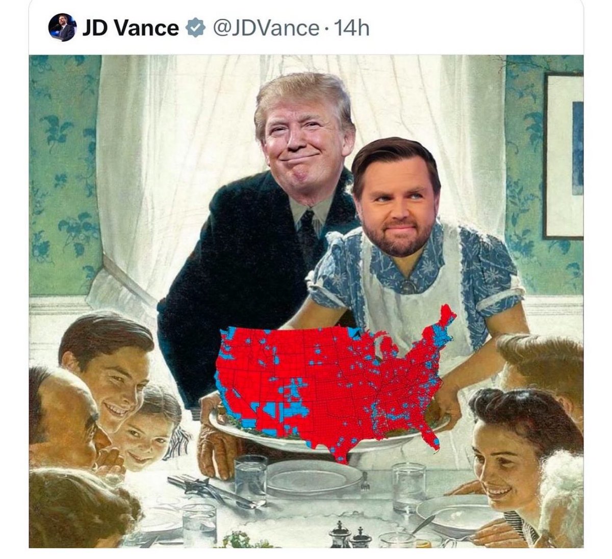 JD Vance stealing my material! My Thanksgiving post from 2023 and his post from 2024.