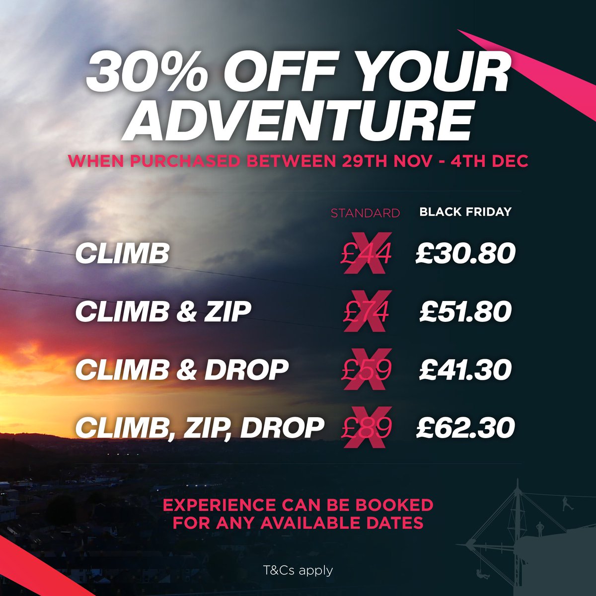 WRU_Community's tweet photo. #BlackFridayOffer for all Community Rugby with 30% off your Scale adventure when purchased between 29th November and 4th December 2024!
Get your Christmas Presents with a unique gift of an unforgettable experience 🎅
#Gift https://t.co/xu6MowiATc