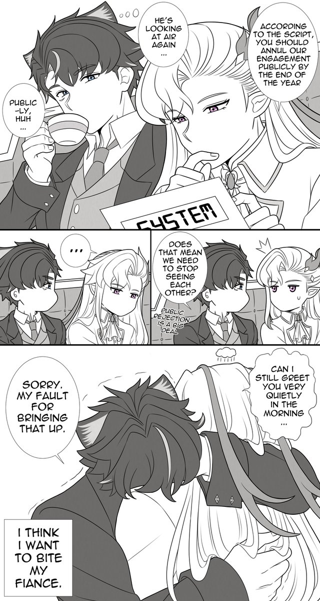 [ ⛓️🌧️ Wriolette Week Day 2: Arranged Marriage AU / Day 6: Affection ] Doggo-kun and his fiance who wants to divorce him out of love (🧵1/2) #wriolette #WrioletteWeek2024 