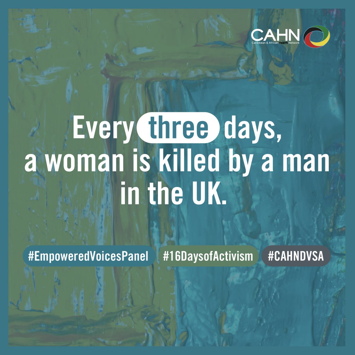 Every 3 days, a woman in the UK is killed by a man.
Raise awareness this #16DaysOfActivism. Let’s work together to end violence against women.
Learn more: unwomenuk.org/16-days-activi…

#EmpoweredVoicesPanel #CAHNDVSA
<a href="/ManCityCouncil/">Manchester City Council</a> 
<a href="/EffectSandy/">Sandy Koujou</a> 
<a href="/UN_Women/">UN Women</a>