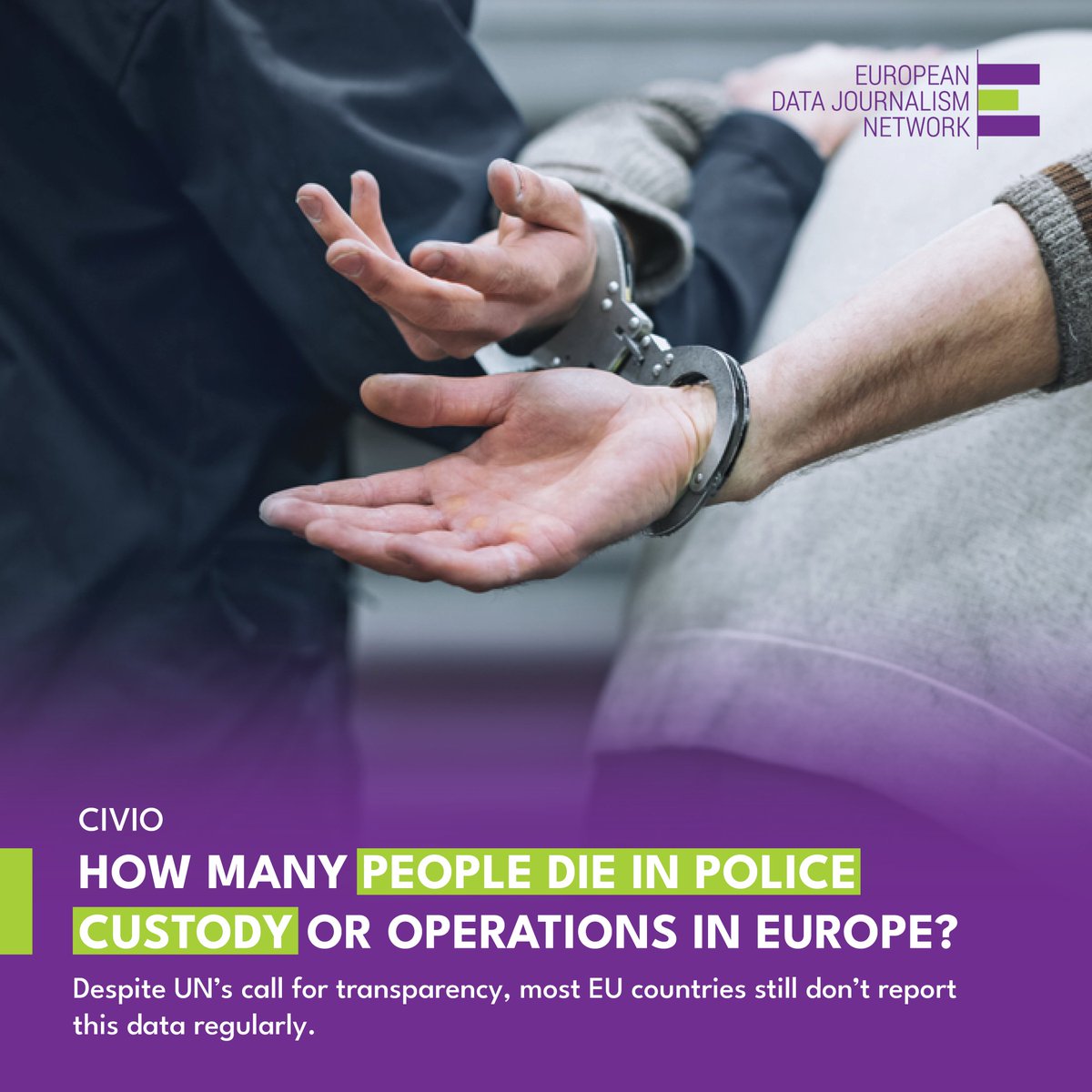Between 2020-2022, at least 488 people died in custody or during police operations across 13 #EU countries, according to an investigation by <a href="/civio/">Civio</a>. 
Over a third of these deaths were caused by police gunfire, and at least 43 died by suicide. Read more 👇🏼
europeandatajournalism.eu/cp_data_news/m…