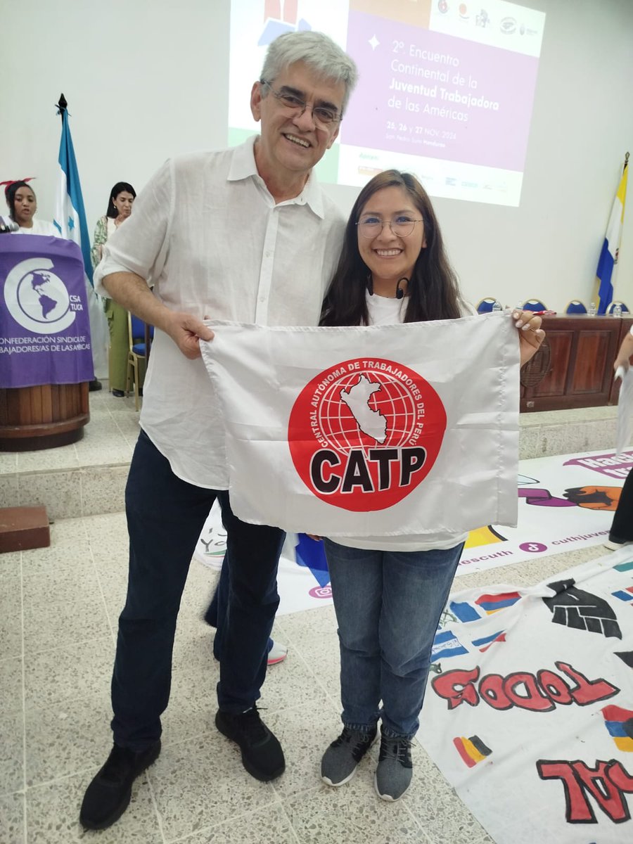 catpperu's tweet photo. La Secretaria de Juventud de la CATP, Helena Jove, como integrante suplente del CJTA del 25 al 27 de noviembre estuvo presente en San Pedro de Sula, Honduras en el "2do Encuentro Continental de la Juventud Trabajadora de América" desde donde se busca contribuir al fortalecimiento y transformación sindical desde la perspectiva de la juventud trabajadora organizada, que asume su papel central en la transformación social y en el ejercicio del sindicalismo sociopolítico, para avanzar hacia organizaciones más fuertes, participativas, democráticas y en alianza con movimientos del campo popular.
