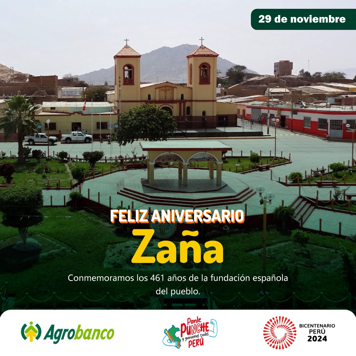 ¡Feliz 461 aniversario, Zaña! 🎉 

Desde Agrobanco, saludamos a nuestros pequeños productores agropecuarios, quienes con esfuerzo y dedicación impulsan el desarrollo agropecuario de esta localidad.

¡Vamos por más! 💚