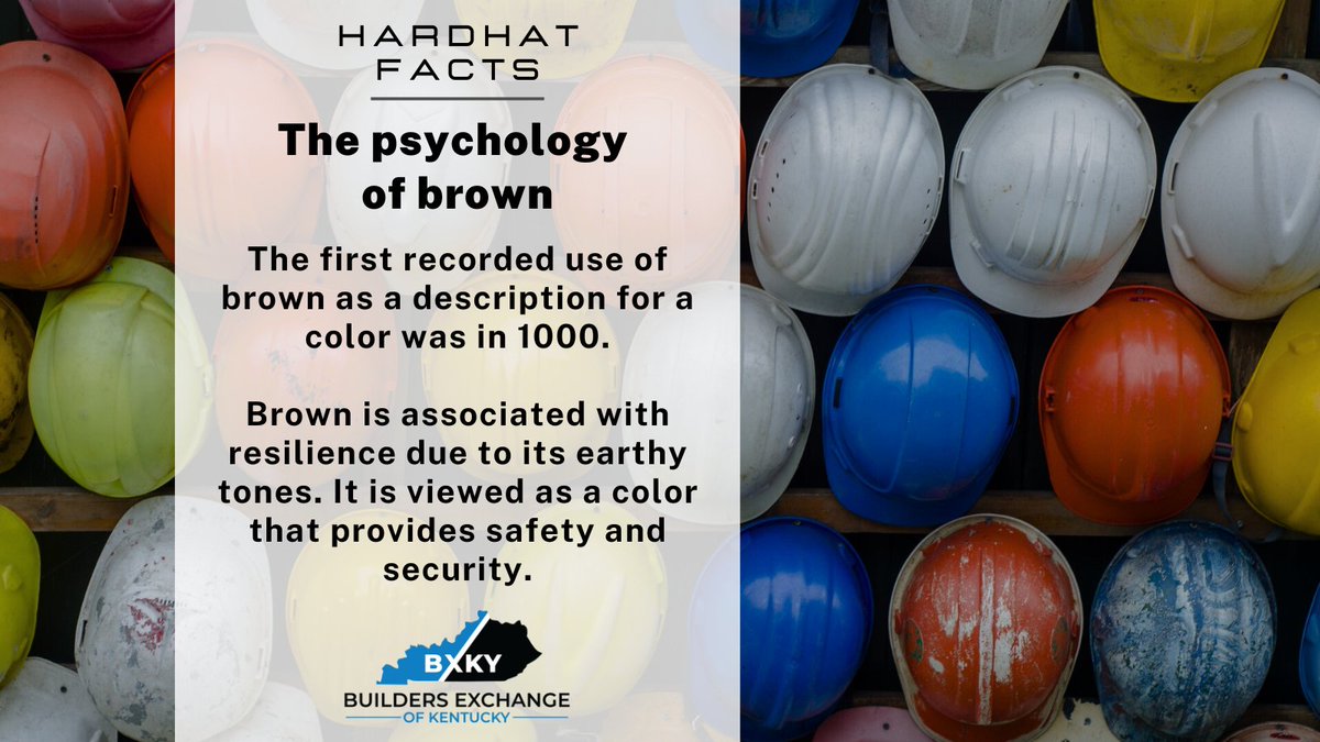 bx_Kentucky's tweet image. Brown is a color that evokes loyalty, trust, maturity and strength. 🟤  The word "brown" comes from the Old English word brún, which was used to describe any dark or dusky shade of color.
.
.
#themoreyouknow #constructionfacts #hardhatfacts #FunFacts #BXKY