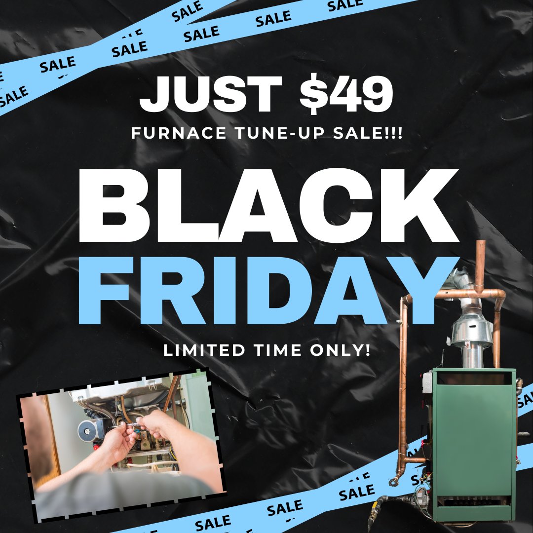 airforce_hvac's tweet photo. 🔥 Black Friday Special: Furnace Tune-Up for Only $49! 🔥

This Black Friday, don’t miss out on our exclusive offer to keep your home warm and cozy all winter long!

👉 Contact us today to book your furnace tune-up now!

#BlackFriday #FurnaceTuneUp #HeatingSpecial #HVACDeals https://t.co/W9N7meVlT3