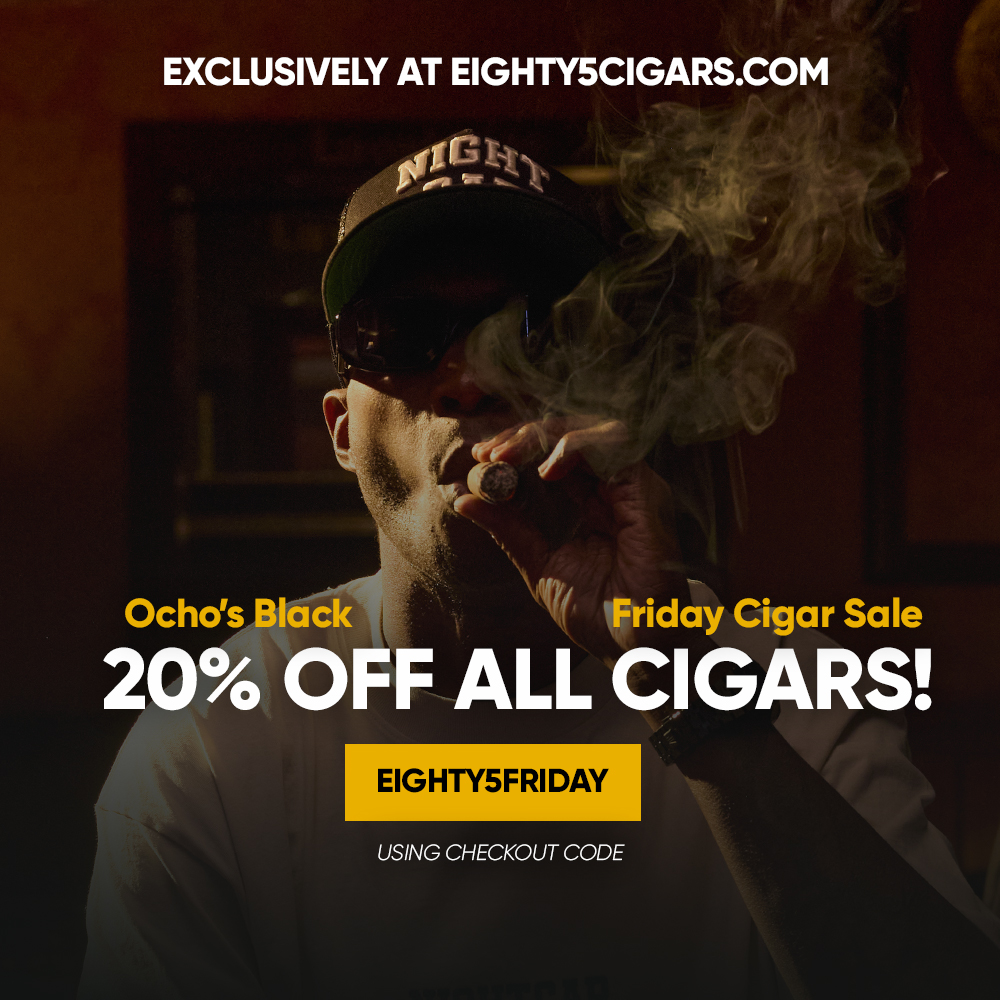 Eighty5Cigars's tweet photo. Ocho's Black Friday Sale is Here!

Enjoy 20% off all of our cigars when you use code 'EIGHTY5FRIDAY' at checkout. 🔥

Exclusively at https://t.co/OUSBFzREi6 - Don't miss out! https://t.co/iE0qzW65HR