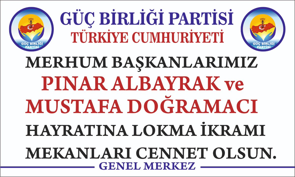 04.12.2024 tarihinde birçok ilimizde merhum başkanlarımız için lokma dökülecektir. Başkanlarımızın mekanı cennet olsun Allah rahmet eylesin. 
Ali Karnap
GBP GENEL BAŞKAN