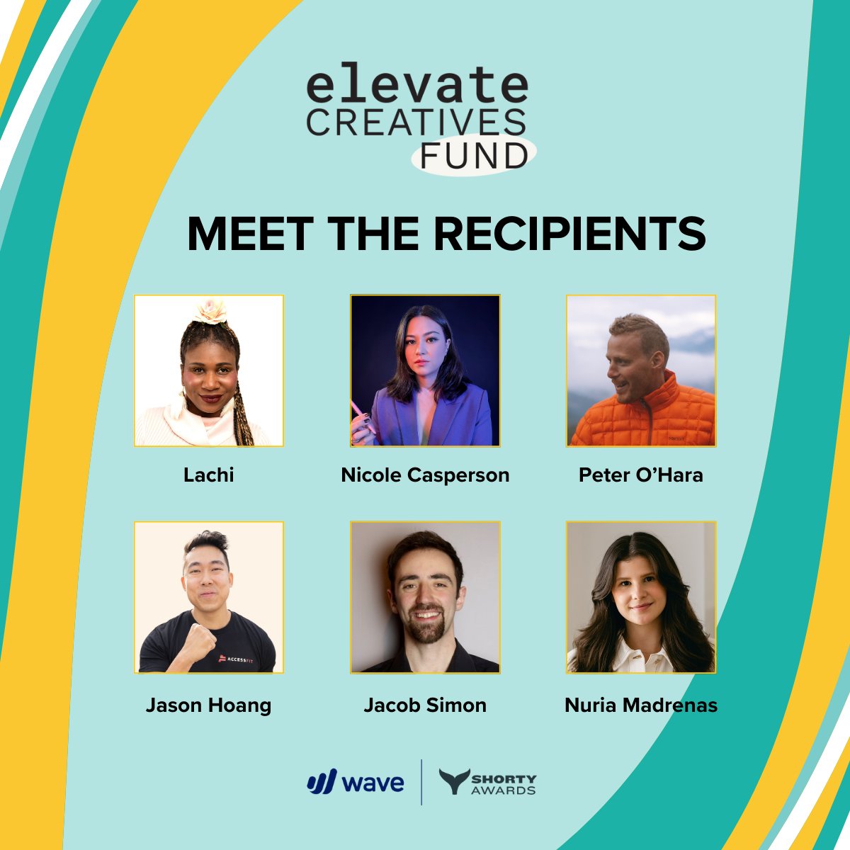 Shorty Awards (@shortyawards) on Twitter photo Meet the 2024 Elevate Creatives Fund Recipients!
Six incredible creatives were announced at the 9th Annual Shorty Impact Awards as this year’s recipients of the Elevate Creatives Fund in partnership with <a href="/WaveHQ/">Wave: Small Business Software</a>!
Congratulations again to:
<a href="/nicolecasperson/">Nicole Casperson</a>, founder and CEO of Meet the 2024 Elevate Creatives Fund Recipients!
Six incredible creatives were announced at the 9th Annual Shorty Impact Awards as this year’s recipients of the Elevate Creatives Fund in partnership with <a href="/WaveHQ/">Wave: Small Business Software</a>!
Congratulations again to:
<a href="/nicolecasperson/">Nicole Casperson</a>, founder and CEO of