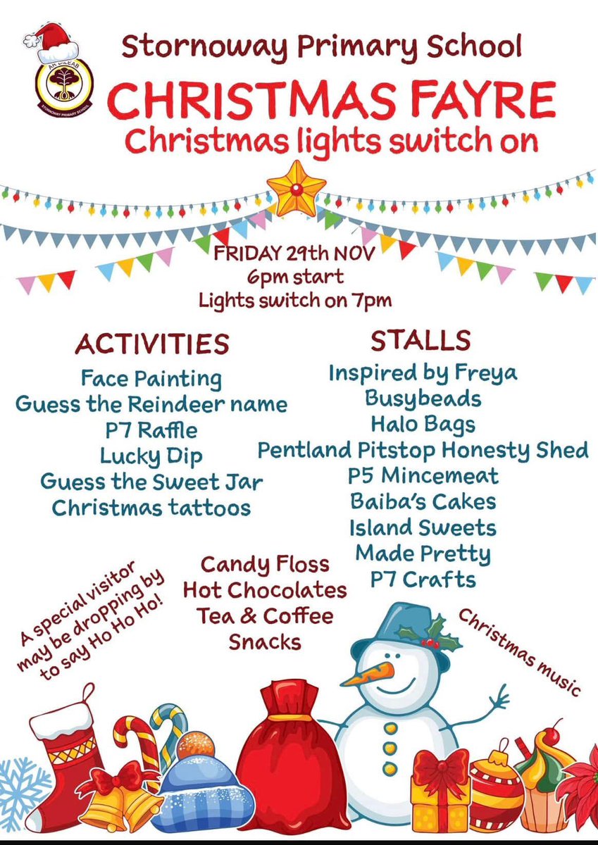 Come along to our Christmas Fayre tonight! Christmas Lights switch on at 7pm.