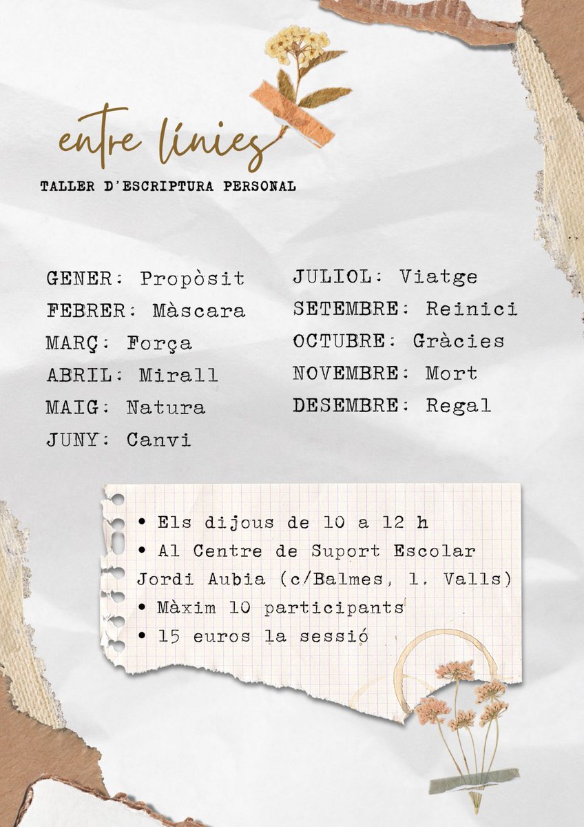 Inscripcions obertes! 📖💜

Comencem el 15 de gener (tres dijous al mes). 

Si estàs interessada en el taller, però prefereixes un altre horari o en línia, escriu-me. Si tens dubtes, escriu-me. Si ja tens clar que vols venir, escriu-me i escriu-te! 

 A info@esterenrichcoma.cat