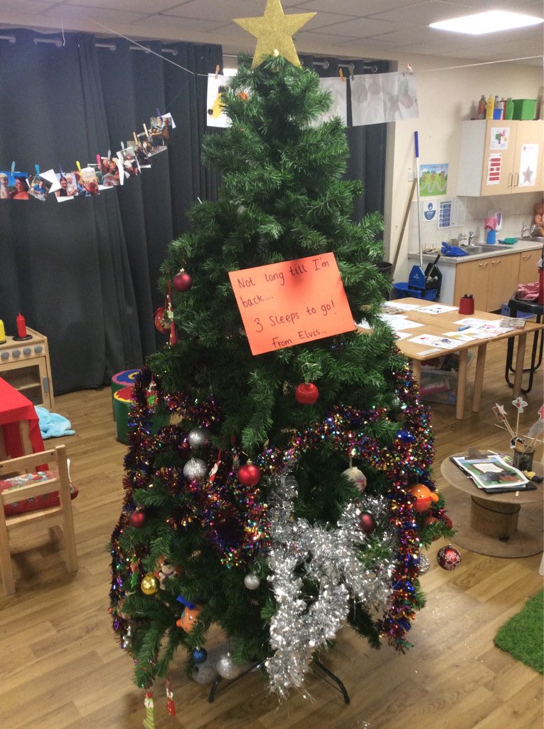 Note to self: buy a shorter tree in 2025 so nursery children reach the top when decorating on sparkle day ✏️