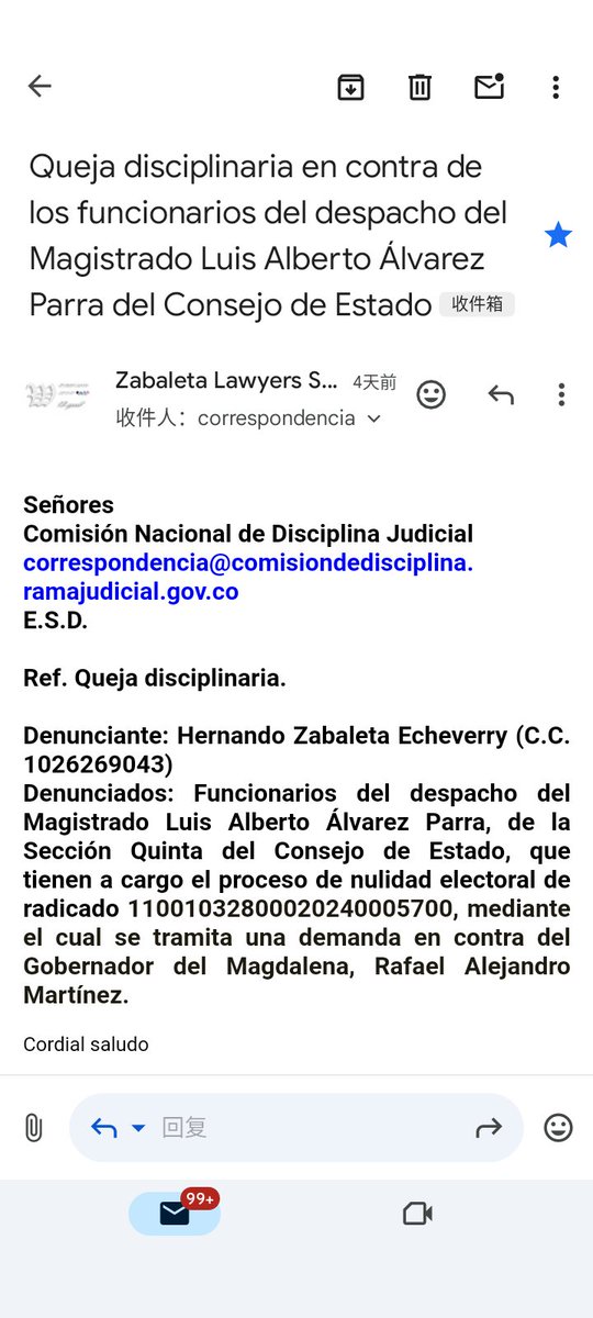 WLGlobalLawyers's tweet photo. Los funcionarios que hacen parte del despacho del Magistrado Luis Alberto Álvarez Parra y que tienen a cargo el proceso en contra de Rafael Martínez, fueron denunciados disciplinaria y penalmente por el delito de prevaricato por omisión. https://t.co/UmRMo1SjmM