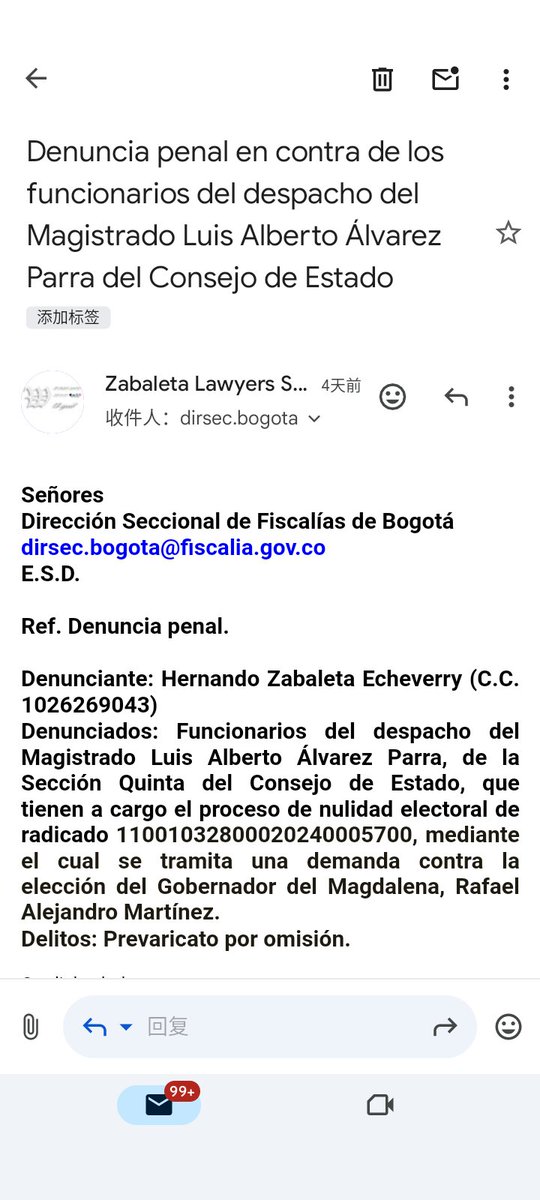 WLGlobalLawyers's tweet photo. Los funcionarios que hacen parte del despacho del Magistrado Luis Alberto Álvarez Parra y que tienen a cargo el proceso en contra de Rafael Martínez, fueron denunciados disciplinaria y penalmente por el delito de prevaricato por omisión. https://t.co/UmRMo1SjmM