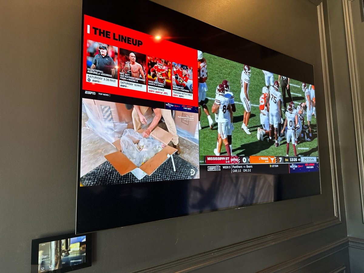 KoziInfo's tweet photo. The #SavantControl #videotiling system for your TV watching is absolutely top of the line in ease of use, smooth transition, and incredible with regards to audio following. Stunning images, multiple sources, and positioning! #HTACertfied #hometheater #smarthome #smarthometech https://t.co/69iGNKGRrN