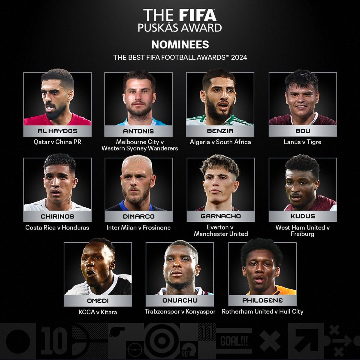 Hilo de los goles nominados al PUSKAS 2024 en los premios The Best.