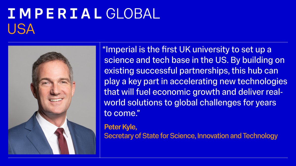 Imperial Global USA (@imperialxusa) on Twitter photo Science Secretary <a href="/peterkyle/">Peter Kyle</a> recently announced the launch of the new Regulatory Innovation Office at <a href="/WCIDLondon/">White City Innovation District</a>.
Read more about the new office here: imperial.ac.uk/news/256933/sc…
The Science Secretary shares his thoughts on our new US hub below 👇
<a href="/SciTechgovuk/">Department for Science, Innovation and Technology</a> <a href="/imperialcollege/">Imperial College London</a> Science Secretary <a href="/peterkyle/">Peter Kyle</a> recently announced the launch of the new Regulatory Innovation Office at <a href="/WCIDLondon/">White City Innovation District</a>.
Read more about the new office here: imperial.ac.uk/news/256933/sc…
The Science Secretary shares his thoughts on our new US hub below 👇
<a href="/SciTechgovuk/">Department for Science, Innovation and Technology</a> <a href="/imperialcollege/">Imperial College London</a>