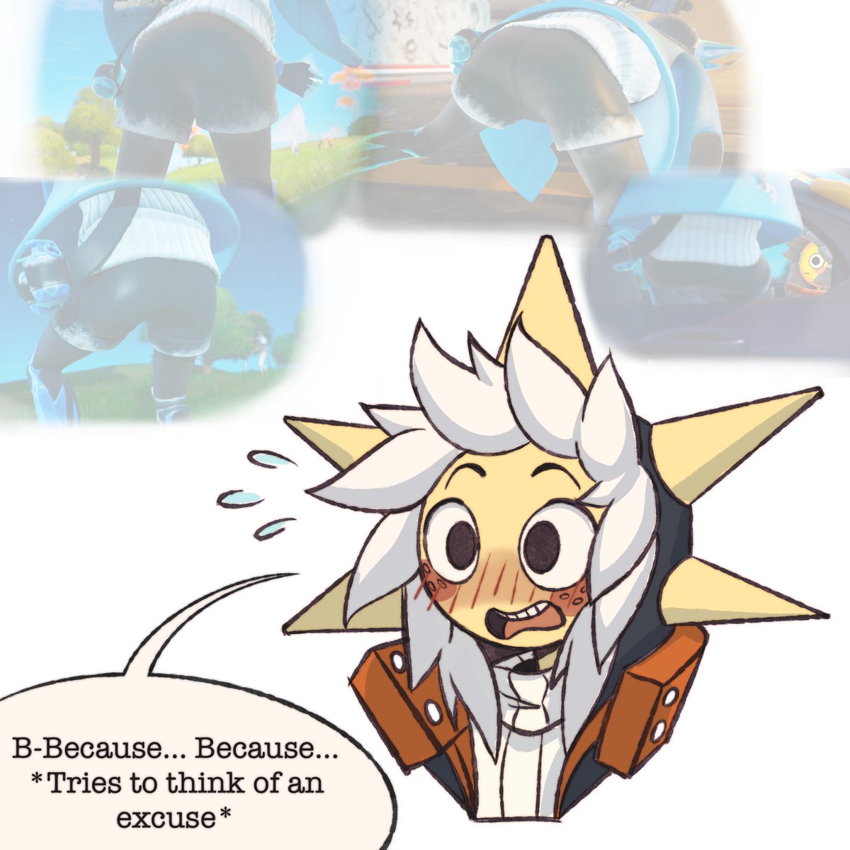 SUNSPOT_SNOW's tweet image. Cold Fusion noticed Sunspot&apos;s sus behaviour recently... 🤨

Noticed @Doomed_Star_ funny post and decided to let one of my friends to draw the idea with Sunspot and Cold fusion ☀️💞❄️
#Sunspot #ColdFusion #FortniteArt