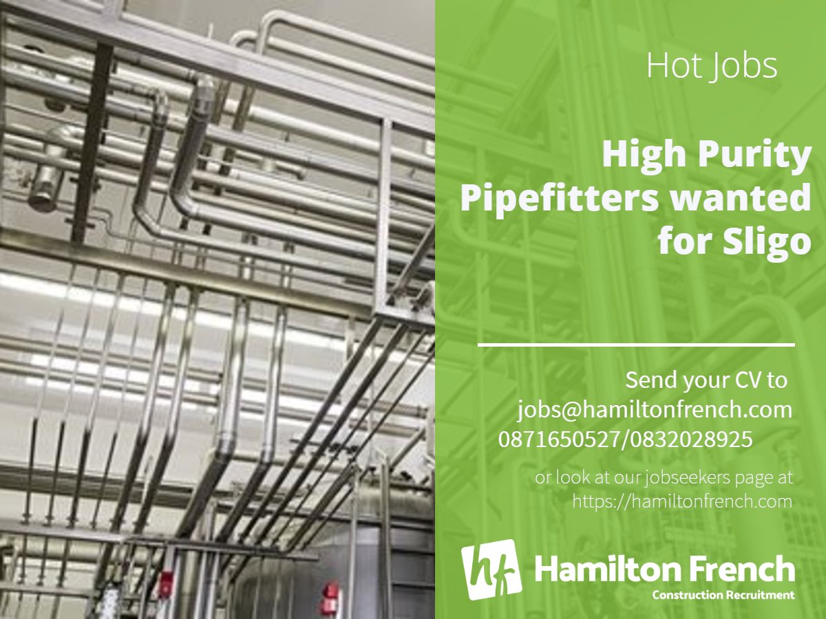 HamiltonFrench_'s tweet image. We are mobilising High Purity Pipefitters for Sligo Immediate start.

#highpurity #pipefitter #mechanical #irishjobs #Sligo #Donegal #Longford #Leitrim #wearehiring