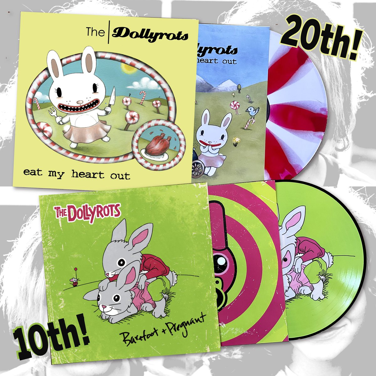 🎉 ANNOUNCING: DOUBLE VINYL REISSUES! 🎉

Eat My Heart Out and Barefoot &amp; Pregnant are celebrating 20th and 10th Anniversaries so we pulled out all the stops! Remastered on deluxe vinyl in AWESOME packaging.

Check em here with rad Holiday merch!
⬇️⬇️⬇️

the-dollyrots.myshopify.com/collections/ne…