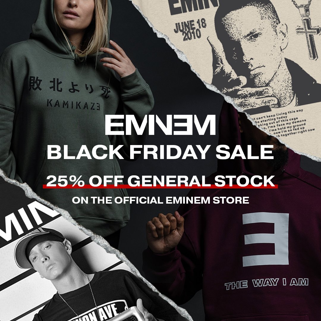 Hit the store thru 12/2 for Black Friday/Cyber Monday deals 💥 - 25% off select styles! shop.eminem.com