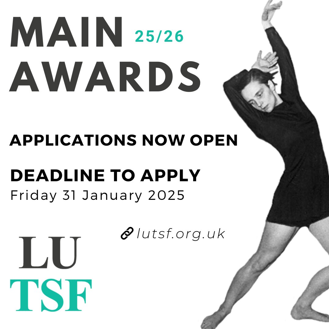 LUTSF's tweet photo. Applications are now open for our 25/26 Main Awards!🔔

LUTSF supports individuals working in movement and dance who wish to travel in order to enrich their professional practice. 

All info &amp; how to apply: https://t.co/8YmDvb6uiL https://t.co/MaWZBg1jJo