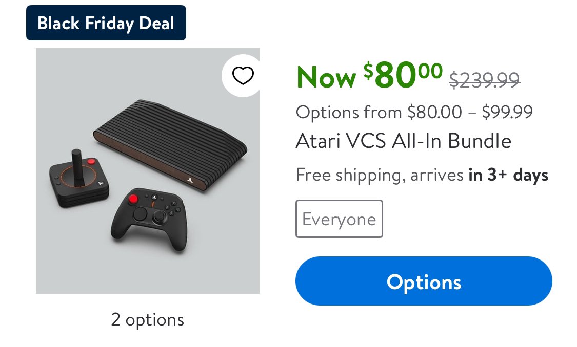 Great #blackfriday deal @ #walmart on the #atarivcs, price hasn’t been this low for the 2 #gamepad bundle ever, I gotta go with the classic #Atari walnut finish
