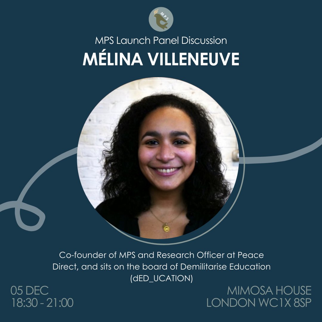 _uk_mps's tweet photo. Mélina Villeneuve (@MelinaV2)

Co-founder of MPS and Research Officer at Peace Direct (@peacedirect), and sits on the board of Demilitarise Education (@dED_ucation) https://t.co/R8cNStpLbJ