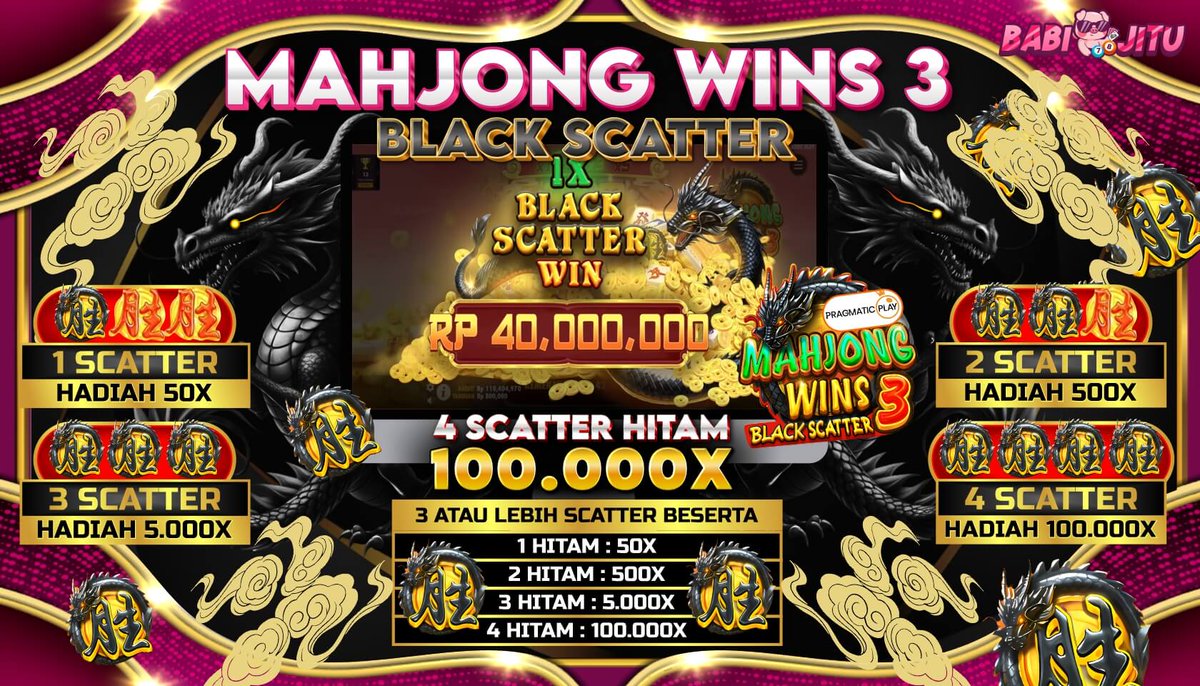 babijitu's tweet photo. 🔥MAHJONG WINS 3 BLACK SCATTER 🔥

💰 1 Scatter Hadiah x50
💰 2 ScatterHadiah x500
💰 3 ScatterHadiah x5.000
💰 4 ScatterHadiah x100.000

Tungu Apa Lagi Gaes, Modal 5k sudah bisa coba sekarang! https://t.co/wAD2nNhToX