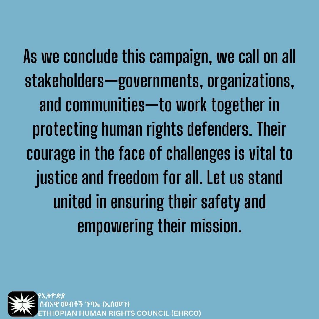 hrcoethio's tweet photo. Human rights defenders stand strong despite the challenges they face. It's time for all of us to stand with them and ensure their protection. ๐ก #ProtectHRDs https://t.co/zqAl6ytVXz