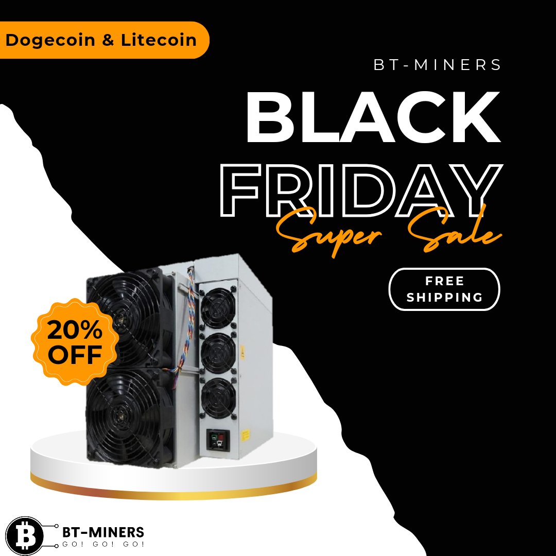 BtMiners's tweet photo. BT-MINERS Black Friday Sale started today and will end Monday, December 2nd. https://t.co/lJn4C9H5Tl #btminers #crypto #CryptoNews #BlackFriday #CryptoCommunity https://t.co/M3Aqaa0vYj