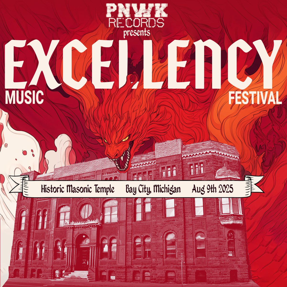 xlncpresents's tweet image. Excellency Music Festival 2025, presented by PNWK Records, returns to the Historic Masonic Temple in Bay City, MI on Saturday, August 9th.

Stay tuned for the lineup release date!

LIMITED 24 HOUR PRESALE @ universe.com/xlnc2025