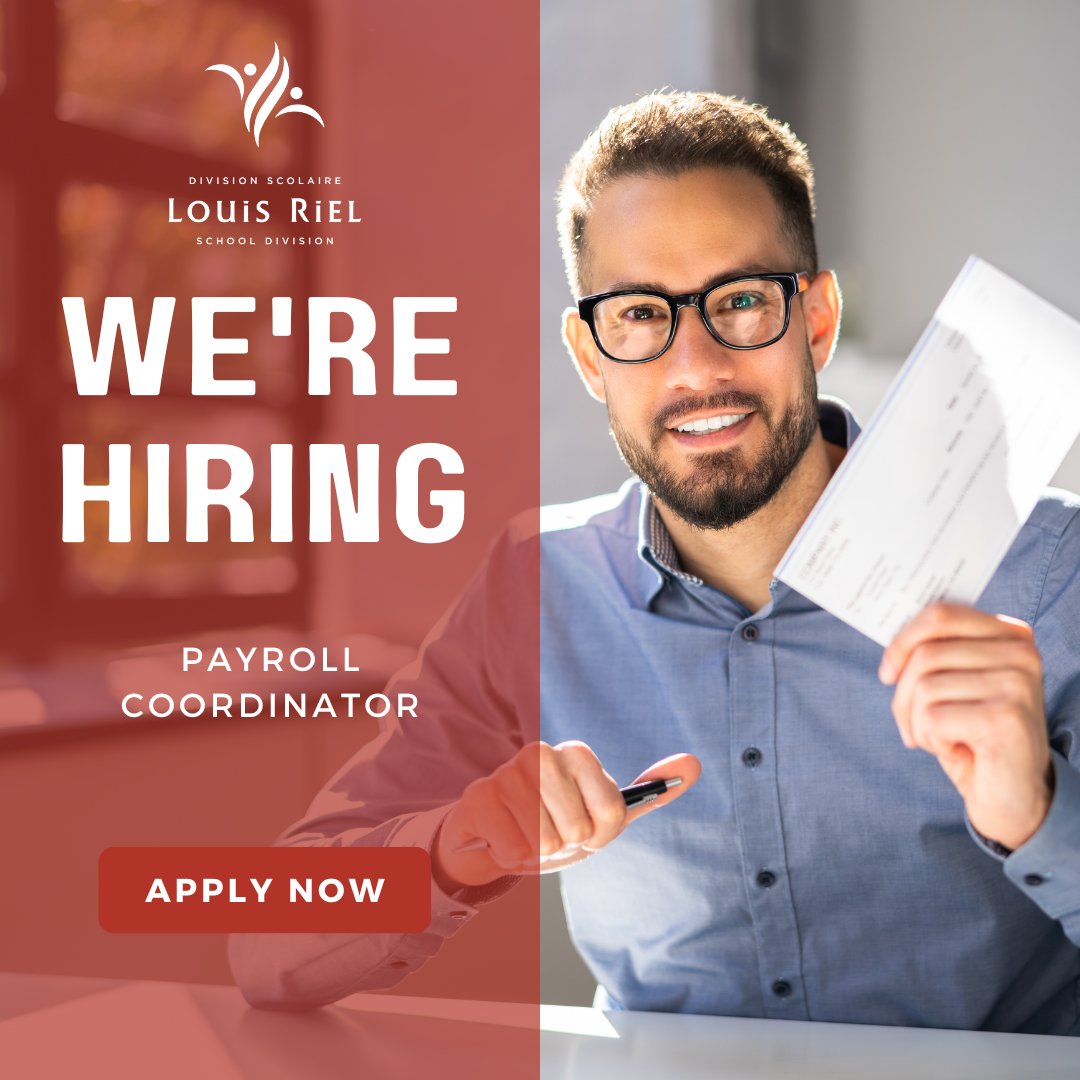 We're Hiring! Join the Louis Riel School Division as a Payroll Coordinator. 💰

Are you detail-oriented with payroll experience? This is your chance to be part of a dynamic team.

📅 Apply by: 4 p.m. on Dec. 13, 2024
🔗 More details: lrsd.link/LRSD-Job-Posti… 
(under Secretarial)