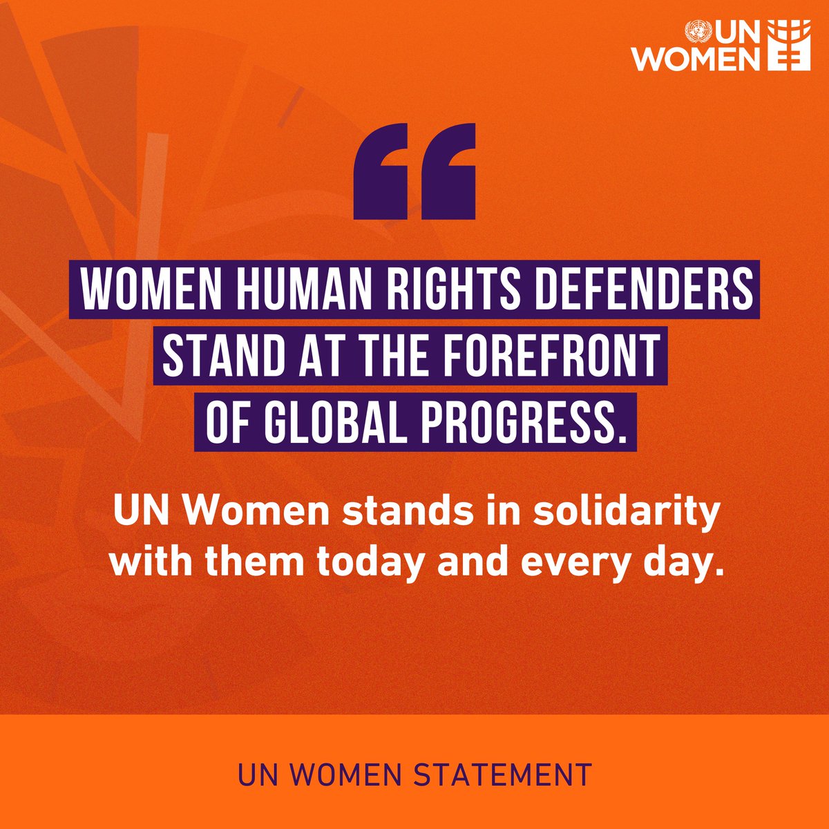They're
🌟brave
🌟brilliant
🌟critical
Women human rights defenders stand at the forefront of global progress.

We stand in solidarity with them today &amp; every day. 

👉Read our statement for International Women Human Rights Defenders Day: unwo.men/fZlc50Ui8VZ
#16Days #NoExcuse