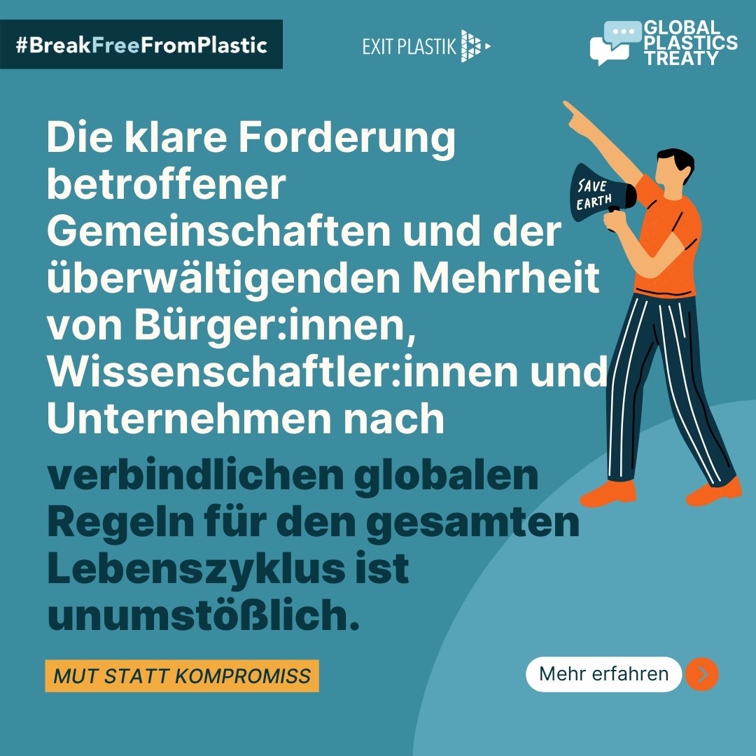 Hunderte Menschen versammelten sich vor den Verhandlungen zum #PlastikAbkommen, mit dem Appell an die Länder, mit #CourageNotCompromise zu handeln✊
Für ein starkes #PlasticsTreaty JETZT!
👀Statement lesen: breakfreefromplastic.org/2024/11/29/cou…

#Plastikwende #INC5 #BeatPlasticPollution