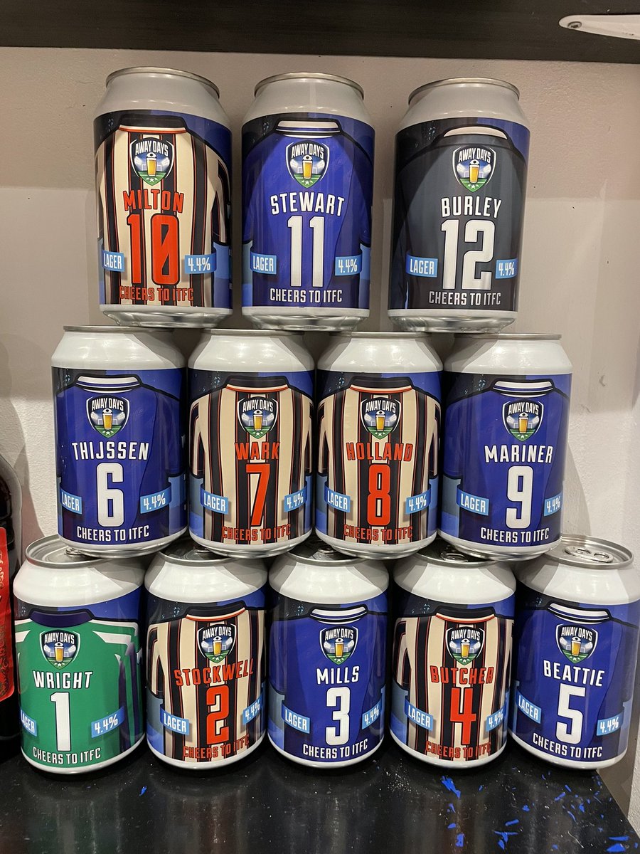 b_emsden's tweet photo. Thanks for the legends pack. It’s a shame it’s all ending but wish you guys all the best in the future. @AwayDaysBeer #itfc uppa towen 💙 https://t.co/6yIeEjAeu5