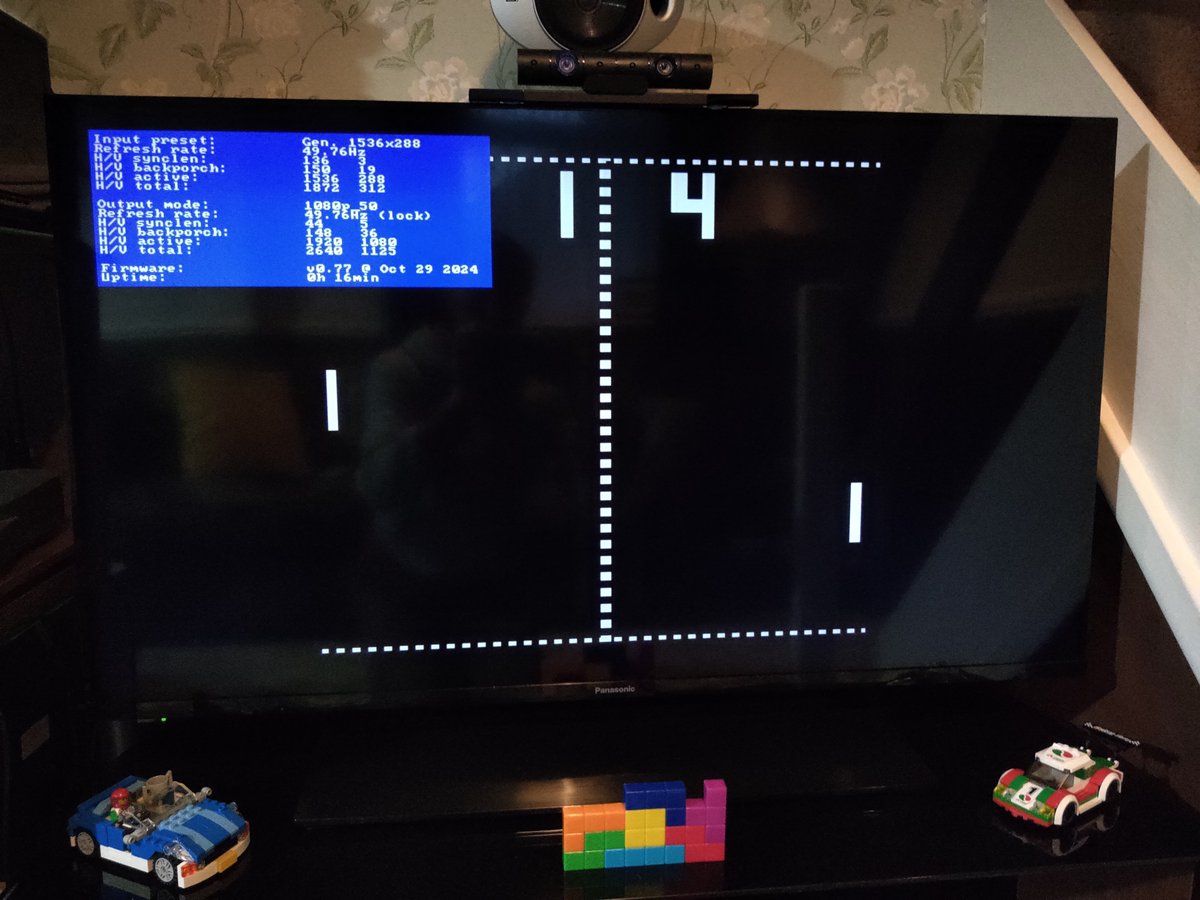 lilock33's tweet photo. The final component finally arrived so I've finished up the video-out mod on this 1977 Pong-clone.  It now 4x upscales nicely to 1080p via the OSSC Pro to output to a modern TV. 😁

#RetroGaming #Pong #OSSC #OSSCPro https://t.co/LllWZTNV39