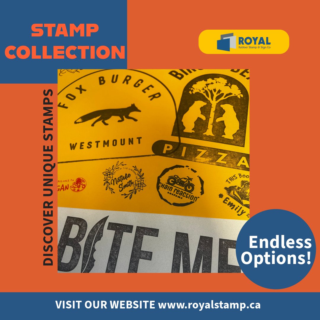 Discover the world of rubber stamps!

Custom designs and sizes make our rubber stamps perfect for scrapbooking, card-making, and more.

Explore our collection today and unleash your creativity!🎨✨💡

#rubberstamps #artsandcrafts #creativityunleashed
#Shoplocal #royalrubberstamp