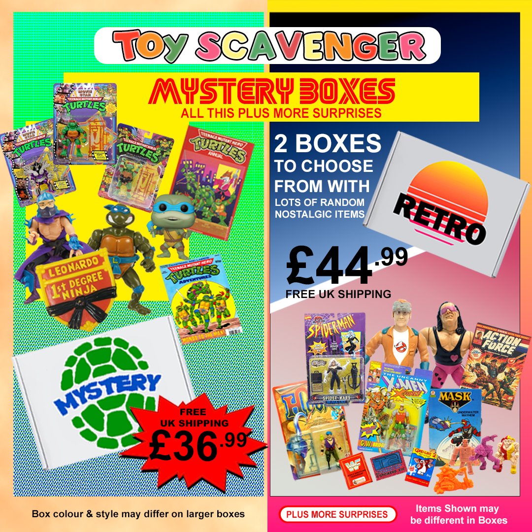 Our Mystery Boxes are back!
Limited stock, the perfect gift for any retro fan! Only half are left at the current time.
#toys #actionfigures 
RETRO
thetoyscavenger.com/products/retro…
TMNT
thetoyscavenger.com/products/teena…