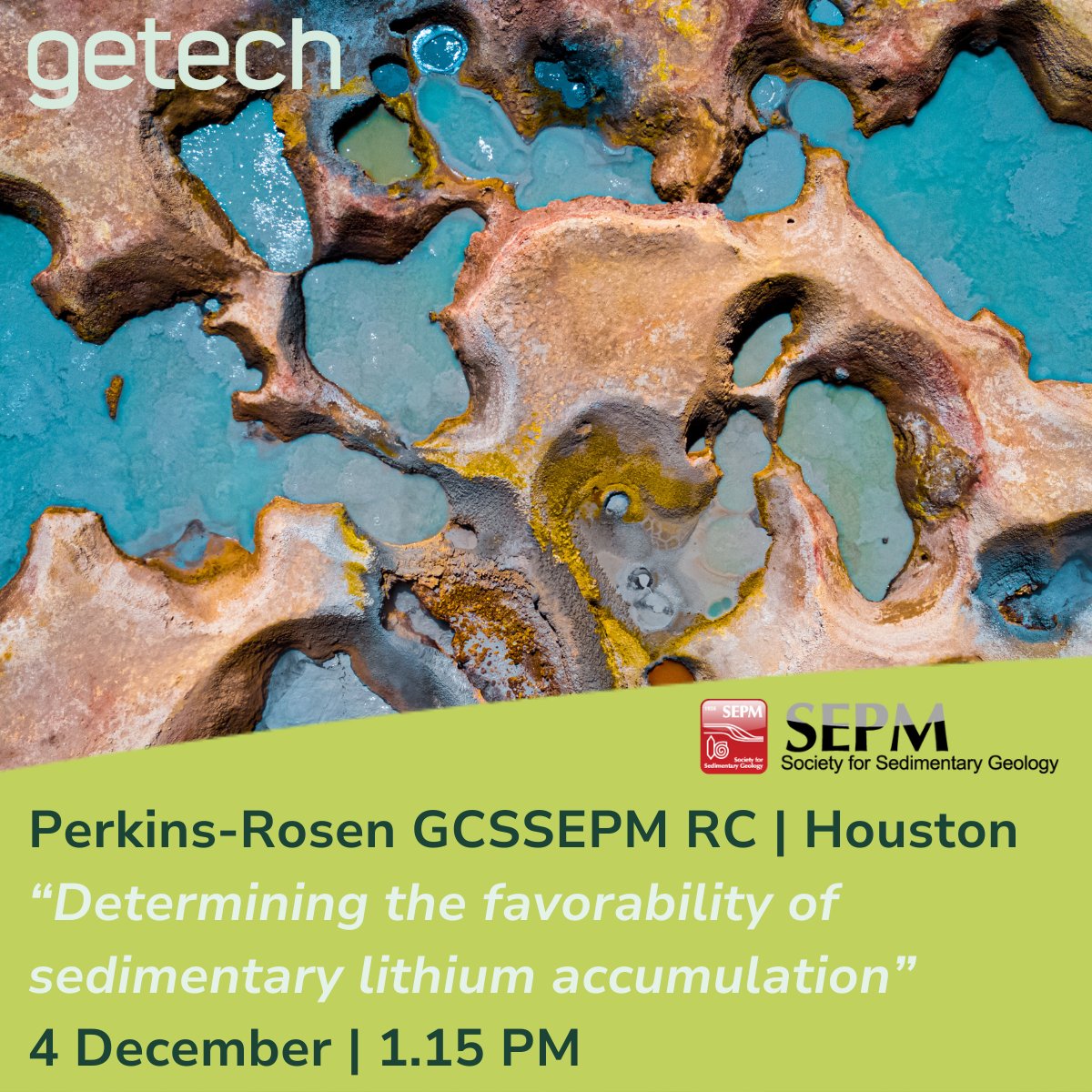 We’re at the 2024 Perkins-Rosen #GCSSEPM Conference (2-4 Dec, Houston). Bill Heins will present a poster on “Determining the Favorability of Sedimentary #Lithium Accumulation”, a key topic for the energy transition. #GTC #CriticalMinerals