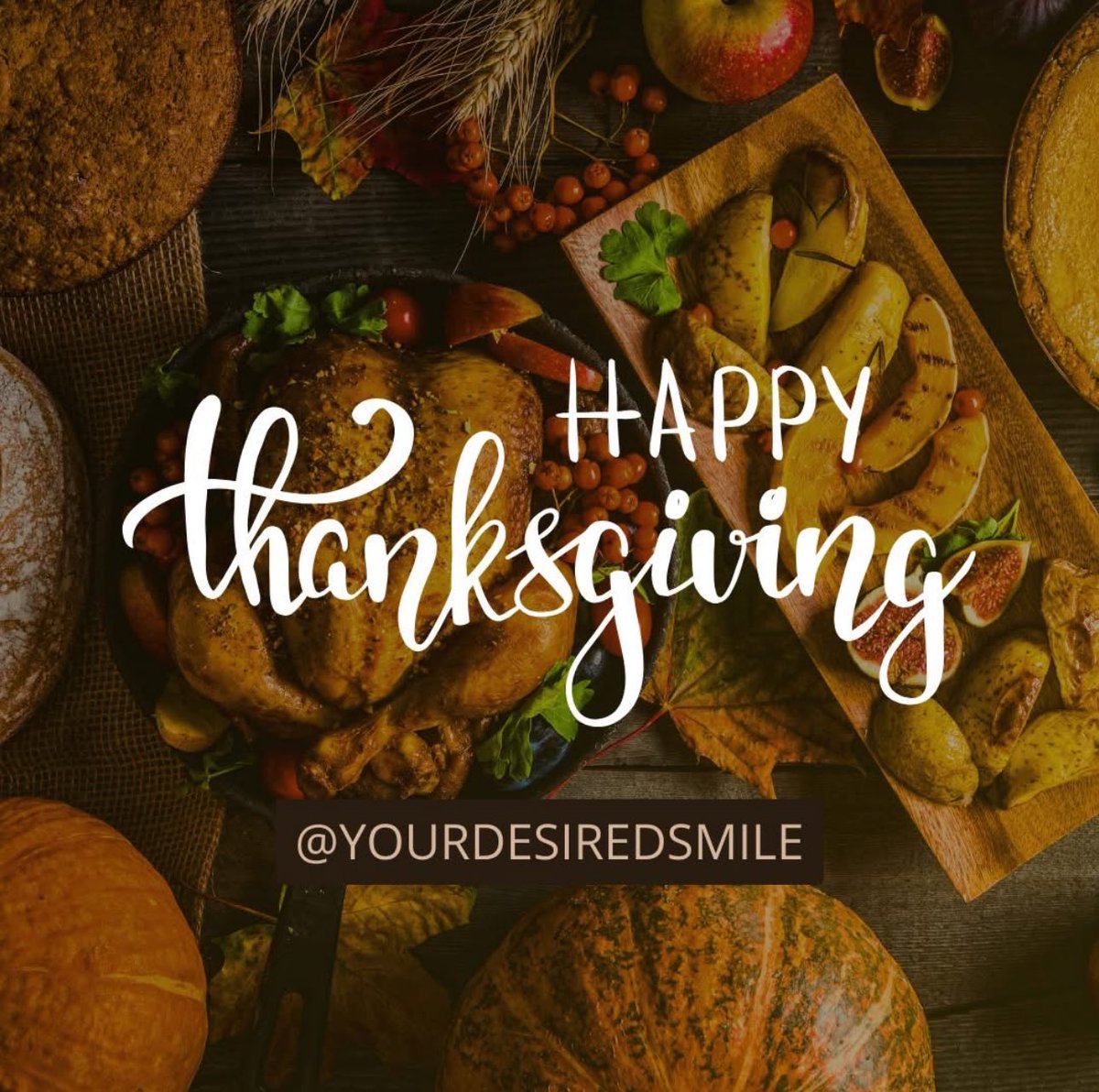ALICEADMD's tweet photo. 🦃✨ Happy Thanksgiving from all of us at Your Desired Smile!  Wishing you a wonderful holiday filled with love, laughter, and delicious food. Our office will be closed today, Thanksgiving Day (November 28), and Friday, November 29. We will reopen on Monday, December 2. https://t.co/NLySVDJzJv