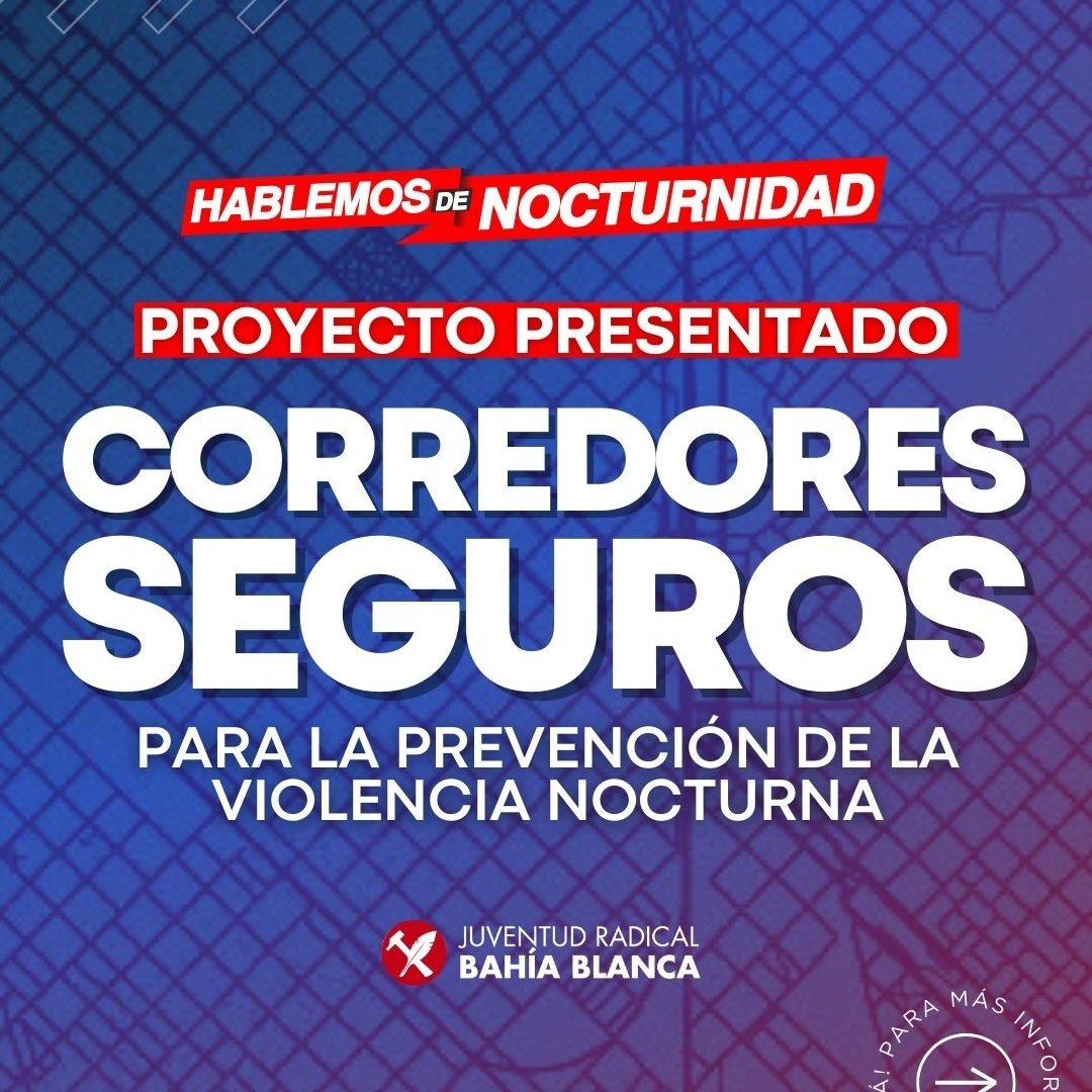 📍CORREDORES SEGUROS EN LA CIUDAD 

Presentamos en el HCD un proyecto de ordenanza para crear corredores seguros para la prevención de la violencia nocturna en el Municipio de Bahía Blanca.