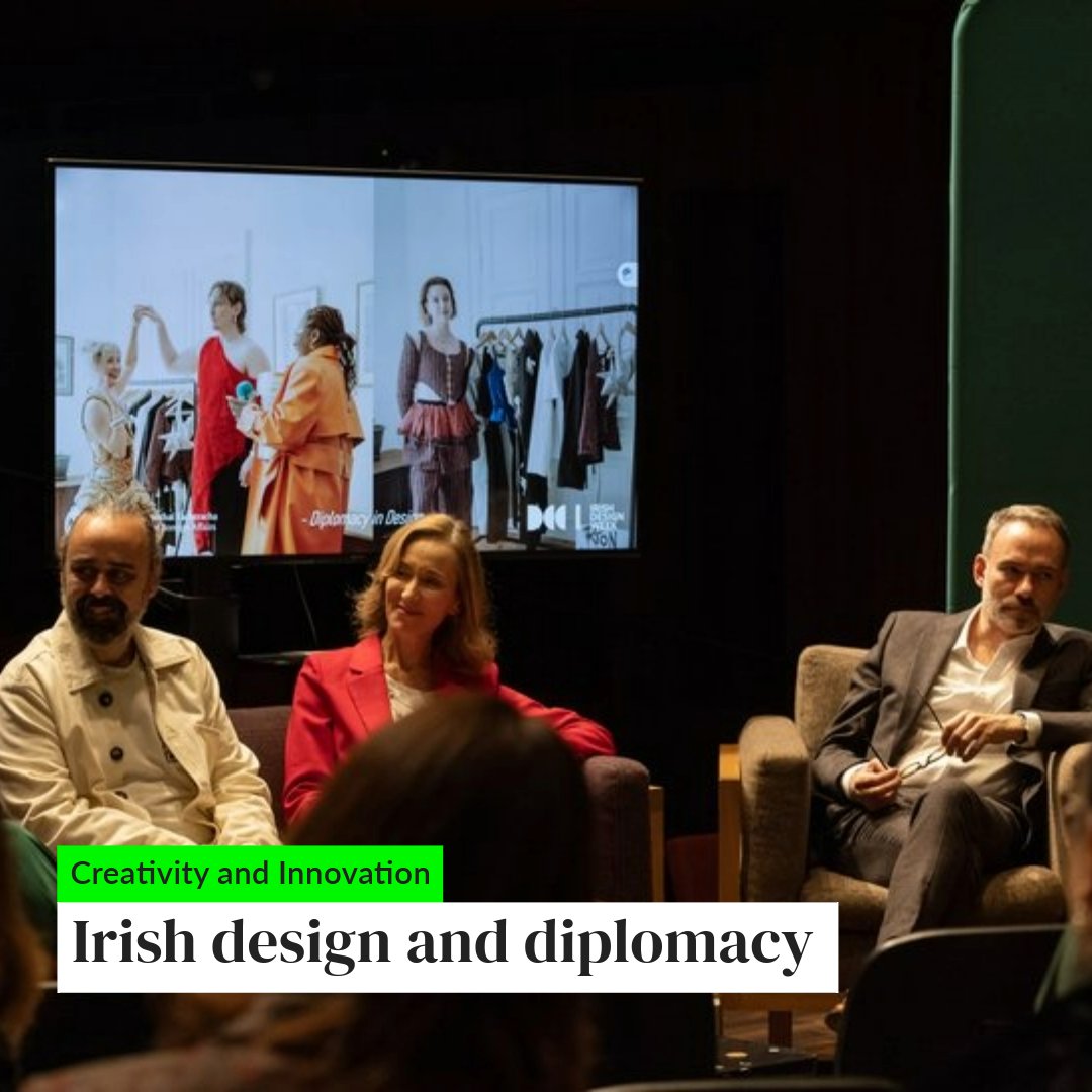 dfatirl's tweet image. To mark #IrishDesignWeek, @DCCIreland &amp;amp; @dfatirl recently hosted a panel discussion on the benefits of design &amp;amp; diplomacy working in conjunction with one another.

Read about the event &amp;amp; how Ireland creates space for Irish design abroad 👉 ireland.ie/en/trade/desig…

#ThisisIreland