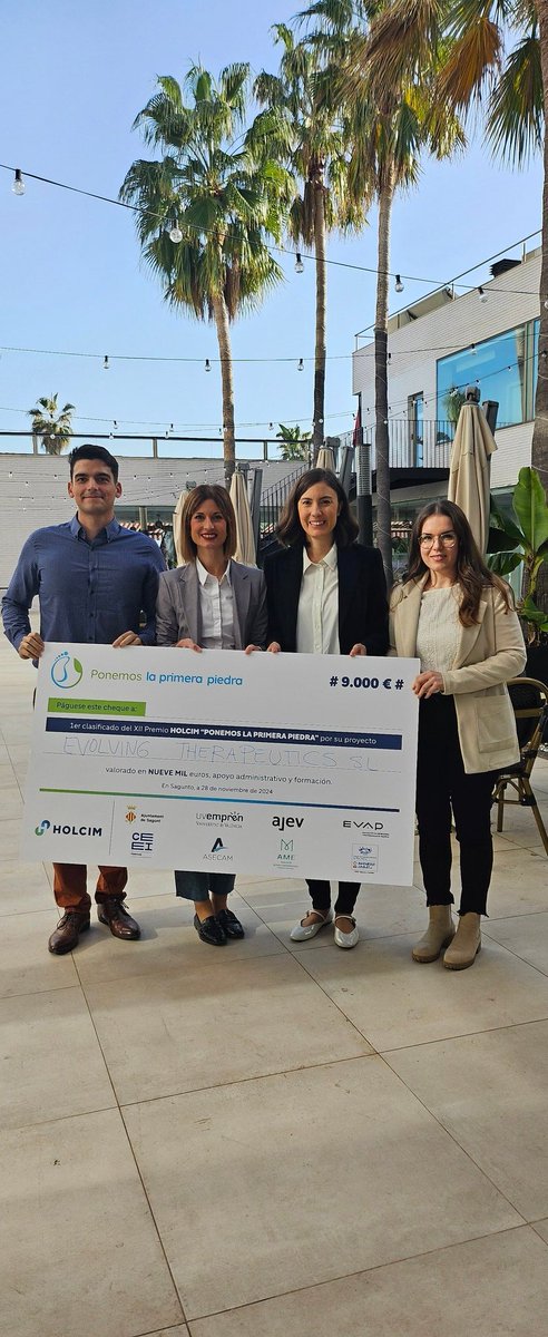 Pilar Domingo-Calap (@pilardomingoc) on Twitter photo En #EVOLVINGTHERAPEUTICS estamos de celebración! Hemos ganado el concurso #ponemoslaprimerapiedra <a href="/Holcim_es/">Holcim España</a>, seguimos avanzando en la lucha contra #bacterias #onehealth #phage
Gracias al jurado y enhorabuena al equipazo <a href="/evolving_spain/">Evolving Therapeutics</a>
<a href="/maludoca/">Marisa Domingo-Calap</a>
<a href="/AmandaMrtnzG/">Amanda Martínez</a>
<a href="/AlonsoFelipeRu/">Alonso felipe ruiz, PhD</a> En #EVOLVINGTHERAPEUTICS estamos de celebración! Hemos ganado el concurso #ponemoslaprimerapiedra <a href="/Holcim_es/">Holcim España</a>, seguimos avanzando en la lucha contra #bacterias #onehealth #phage
Gracias al jurado y enhorabuena al equipazo <a href="/evolving_spain/">Evolving Therapeutics</a>
<a href="/maludoca/">Marisa Domingo-Calap</a>
<a href="/AmandaMrtnzG/">Amanda Martínez</a>
<a href="/AlonsoFelipeRu/">Alonso felipe ruiz, PhD</a>