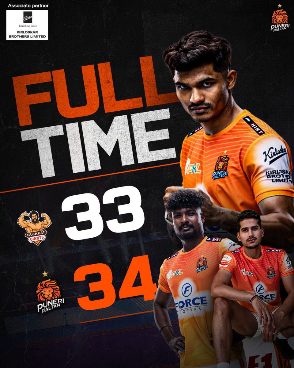 PuneriPaltan's tweet photo. 1 point, infinite joy! 🙌
In a battle of nerves, our lions roared the loudest when it mattered most! 🏆
#Match15 | #GGvsPP | #PuneriPaltan | #PaltangiriContinues | #पुन्हाहोऊदेPaltangiri | #PKL11 | #ProKabaddi https://t.co/GxTq3U06Yg