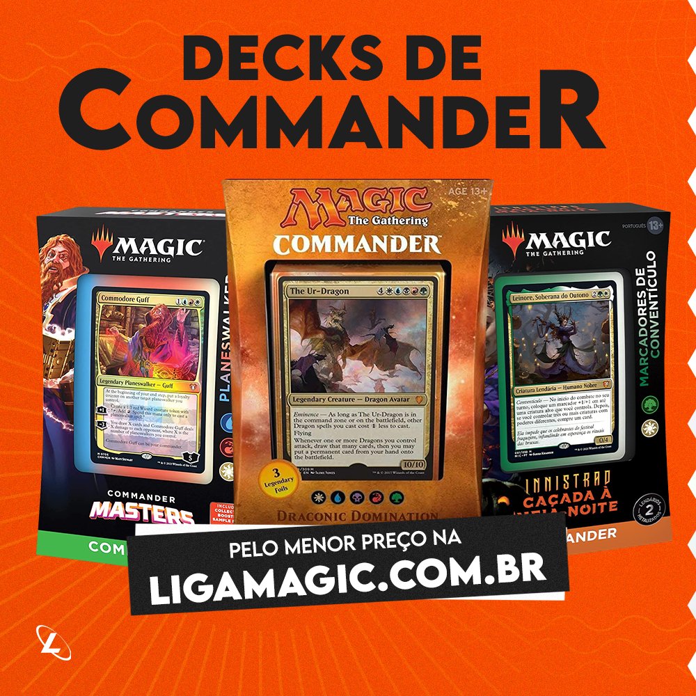 ligamagicbr's tweet photo. A LigaMagic é repleta de decks de Commander para você!
Seja para entrar no formato ou para aumentar sua coleção, opção aqui é o que não falta 😄
#MagicTheGathering #MTGCommander #MTGCMD https://t.co/YQHSf3lxGk