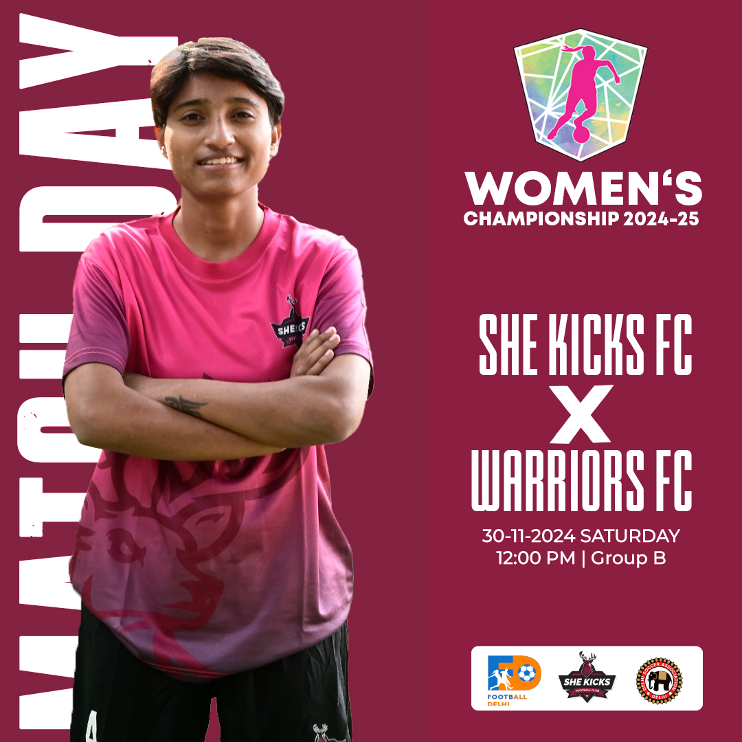 Match 3: She Kicks FC 🆚 Warriors FC ⚽
📅 30.11.2024 | 🕛 12 PM | 📍 Janki Devi Memorial College
Let’s back our girls as they take the field with passion and determination! 💪💜 #SheKicksFC #FootballDelhi #MatchdayVibes