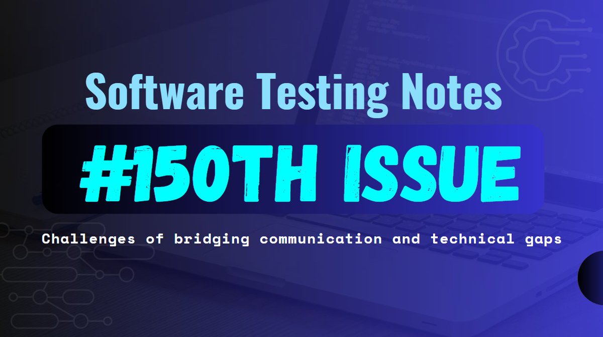 The Testing Kit (@thetestingkit) on Twitter photo Hello everyone! 👋
The 150th issue on #SoftwareTesting is out.
👉 softwaretestingnotes.substack.com/p/issue-150-so…
Great articles and resources by <a href="/dnlkntt/">Daniel Knott</a> ,<a href="/buggylina/">Lina Zubyte</a> ,<a href="/ppvi/">Jose Alcérreca</a> ,<a href="/gomolka_maciej/">Maciej Gomółka</a>, <a href="/GreenReportBlog/">The Green Report</a>, <a href="/JitGo/">Jit Gosai</a> and more ! 👏
#QA #testing Hello everyone! 👋
The 150th issue on #SoftwareTesting is out.
👉 softwaretestingnotes.substack.com/p/issue-150-so…
Great articles and resources by <a href="/dnlkntt/">Daniel Knott</a> ,<a href="/buggylina/">Lina Zubyte</a> ,<a href="/ppvi/">Jose Alcérreca</a> ,<a href="/gomolka_maciej/">Maciej Gomółka</a>, <a href="/GreenReportBlog/">The Green Report</a>, <a href="/JitGo/">Jit Gosai</a> and more ! 👏
#QA #testing