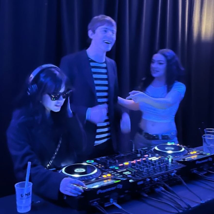 Jenna Ortega DJing in London with The Dare and Charli xcx 📸