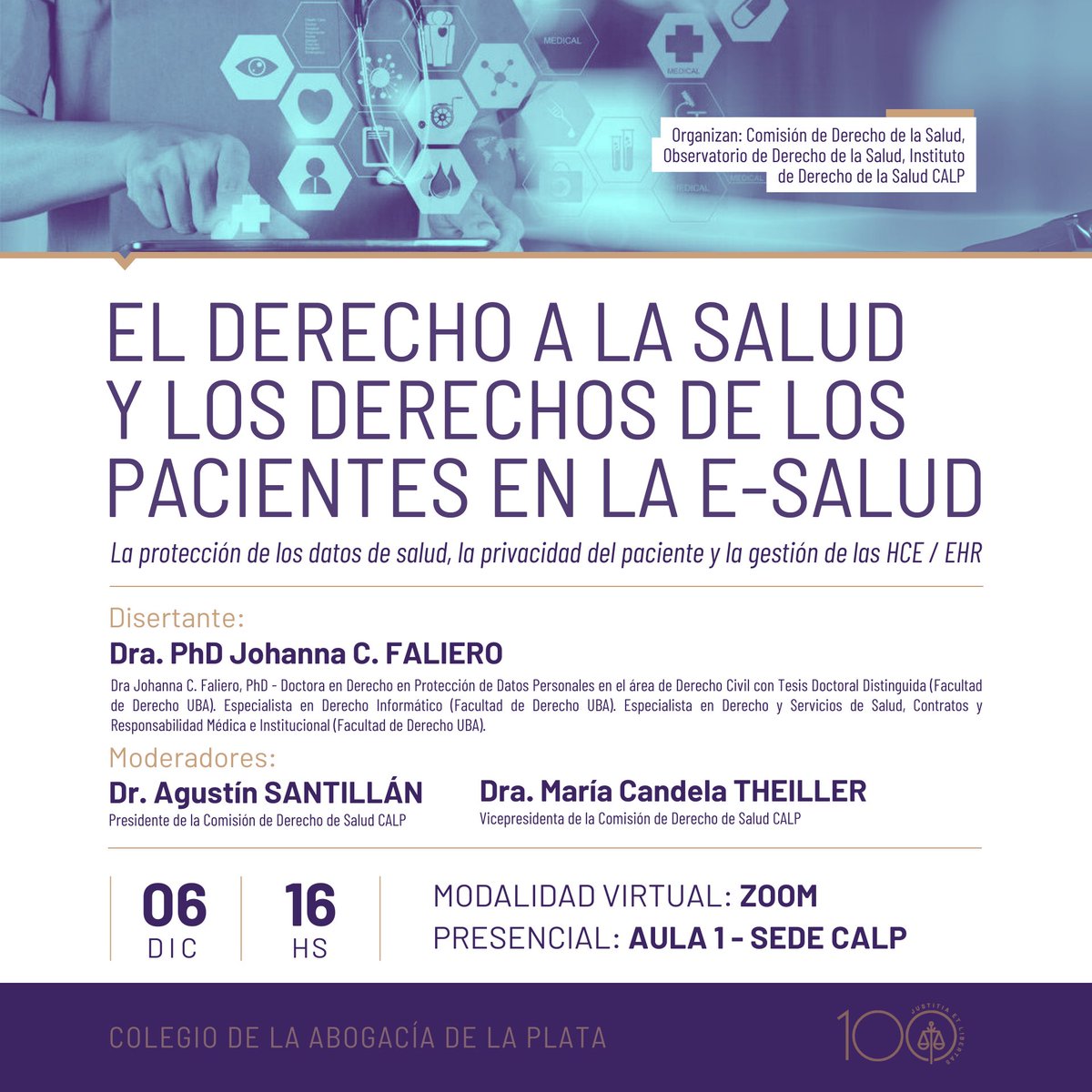 JoyCfTw's tweet photo. ⚖⚕NUEVA CONFERENCIA!⚕⚖:
📌El #derechodesalud y los #derechosdelospacientes en la #esalud. La #protección de los #datosdesalud, la #privacidad del paciente y la gestión de #HCE/ #EHR
▪️Dra. PhD Johanna C.Faliero
📇 06/12 - 16HS por Zoom
⚠️INSCRIPCIÓN ▶️ https://t.co/3b1GlMMGmf https://t.co/P1Mq0DI2Fr
